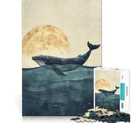 Puzzle Baleine sous la Lune 1000 pièces Développe la mémoire,ludique et de qualité Professionnelle pour stimuler l'esprit (38x26cm)