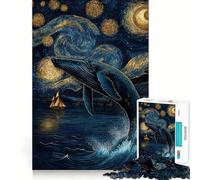 Puzzle Baleine sous Un Ciel étoilé pour Adolescents,1000 pièces,Jeu de mémoire Amusant,Surface Lisse sans bavures,Cadeau d'anniversaire,Casse-tête (50x75cm)