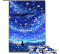 Puzzle Baleines sous Le Ciel étoilé pour Adolescents, 2000 pièces, Anti-Stress, pour Passer des Vacances à la Maison, avec Affiche et fiche de Questions-réponses Assorties (70x100cm)