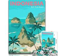 Puzzle Bali 1000 pièces pour Adultes, Jouets éducatifs et éducatifs, Jeux familiaux avec Affiche et fiche de Questions-réponses Assorties 50x75cm