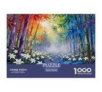 Puzzle Bambou Coloré Forêt 1000 Pièces pour Adultes Et Enfants, Jeu De Famille, Casse-tête Fleurs Blanches, Décoration Intérieure, Cadeau Anniversaire 70x50cm/1000pcs