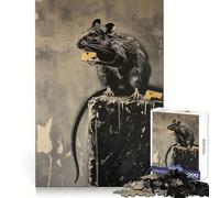 Puzzle Banksy Graffiti Rat Cheese 1000 pièces pour Adultes Entraînement de la mémoire Distraction apaisante Bords précis Cadeau Festif (38x52cm)
