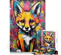 Puzzle Banksy Graffiti Slum Fox 1000 pièces pour Adolescents Améliore la mémoire Évasion Tranquille Découpe de précision Cadeau attentionné (50x75cm)