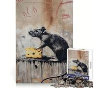 Puzzle Banksy Rat Cheese Art 1000 pièces pour Adultes, idéal pour stimuler la mémoire et se détendre, Un Cadeau Parfait (38x26cm)