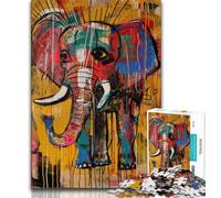 Puzzle Basquiat Elephant 1000 pièces pour Adolescents et Adultes, Jouets éducatifs, Jeux Anti-Stress, Superbes Cadeaux et Jouets 50x75cm