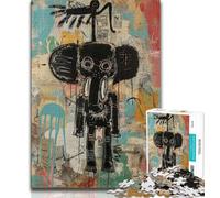 Puzzle Basquiat Elephant 1000 pièces pour Adultes et Adolescents, Staycation Kill Time, Chaque pièce est Unique - Jeu Familial Stimulant et Amusant 38x26cm