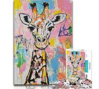 Puzzle Basquiat Girafe 1000 pièces pour Adultes, Jeu éducatif, Jouet, décoration d'intérieur Unique et Cadeaux (38x26cm)