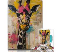 Puzzle Basquiat Girafe pour Adolescents, 1 000 pièces, Difficile à réaliser, mais Amusant et Humoristique, Cadeau d'anniversaire, Cadeaux, Art Mural 50x75cm