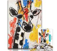 Puzzle Basquiat Girafe pour Adultes et Adolescents, 1 000 pièces, Jouets éducatifs, Jeux Anti-Stress, liste de souhaits avec Père Noël, 38x26cm