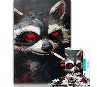 Puzzle Basquiat Raccoon 1000 pièces pour Adolescents, Anti-Stress, Vacances à la Maison, Tue Le Temps avec Affiche Assortie et Feuille de Questions 50x75cm