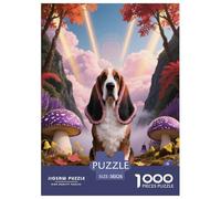 Puzzle Basset Hound 1000 Pièces en Carton pour Adultes Jeu ÉduChatif Jeu De Défi Casse-tête Chien Vallée Étrange Cadeau Famille Home Decor 38x26cm/1000pcs
