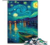 Puzzle Bateau Ciel étoilé pour Adolescents, 1000 pièces, Art intéressant, réduction du Stress, liste de souhaits avec Père Noël (14 Ans) (26x38cm)