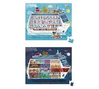 JANOD- Valisette 2 Puzzles Bateau de croisière 100 et 200 pcs, J02726, Multicolore