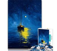 Puzzle Bateau naviguant sous Le Ciel étoilé pour Adolescents 1000 pièces, Jouet éducatif intellectuel décompressant, Cadeau d'anniversaire, Cadeaux, Art Mural 50x75cm