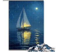 Puzzle Bateau Naviguant sous Le Ciel Étoilé pour Adultes et Ados 1000 Pièces, pour 14 Ans et Plus Jeu de Noël Anti-Stress Cadeaux pour Femmes (26x38cm)