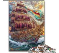 Puzzle Bateau Pirate 2000 pièces pour Adultes et Adolescents, Anti-Stress, idéal pour Passer des Vacances à la Maison, avec Affiche et fiche de Questions-réponses Assorties 70x100cm