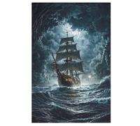 Puzzle Bateau Pirate, Bateau pour Adultes Puzzles De 1000 Pièces pour Enfants, Puzzles en Bois pour Adultes, pour La Famille Et Les Amis （78×53cm）