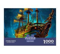 Puzzle Bateau Pirate pour Adultes 1000 Pièces Puzzles Stimulants Pirate Jeu de Puzzle pour Toute la Famille pour Femmes Cadeaux pour Hommes Unique 100% Carton Recvclé 70x50cm/1000pcs