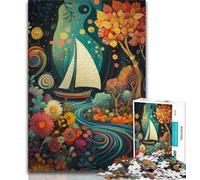 Puzzle Bateau psychédélique pour Adultes, 1 000 pièces, Jeu éducatif, Jouet, décoration d'intérieur Unique et Cadeaux (38x26cm)