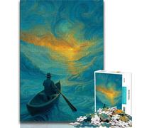 Puzzle Bateau sous Le Ciel Nocturne 1000 pièces pour Adultes, Jeu Familial Anti-Stress, défi Difficile, Cadeaux du Père Noël Secret (38x26cm)