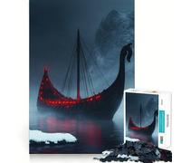 Puzzle Bateau Viking dans Le Brouillard 1000 Pièces Jeu de Construction Focus Zéro Espace Ajustement Parfait Activité Récompenseuse pour Les Jours de Pluie (38x26cm)