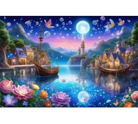Puzzle Bateaux de paysages de Dessins animés pour Adultes,1200 pièces,75x50 cm Bricolage Artistique Puzzles, Jeu éducatif Challenge Toy Puzzle pour Décoration de la Maison