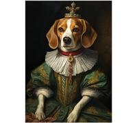 Puzzle Beagle Royal Princess 300/500/1000 pièces - Portrait royal d'animal domestique cadeau pour propriétaire de beagle (500 pièces (38 × 52 cm)