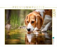 Puzzle · Beagle - Un Chien au Nez Fin et assoiffé | Petite pause au bord de l'eau · 2000 pièces · Format assemblé 90 × 67 cm · CALVENDO Puzzle