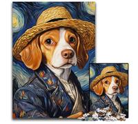 Puzzle Beagle Van Gogh 1000 pièces pour Adultes, Puzzles stimulants, idée Cadeau d'anniversaire, Jeu de réflexion Stimulant 26x38cm/10,23x14,96 Pouces