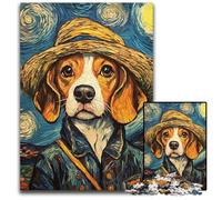 Puzzle Beagle Van Gogh pour Adultes, Puzzle en Carton de 1000 pièces, Divertissement Relaxant, Cadeau de Noël Parfait et décoration d'intérieur 26x38cm/10,23x14,96 Pouces
