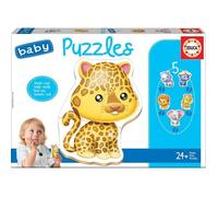 Puzzle bébé Animaux Sauvages - EDUCA - 19 pièces - Lot de 5 puzzles progressifs - A partir de 24 mois