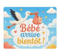 Puzzle Bébé Arrive bientôt ! | 30 Pièces 24 × 19 cm Carton Brillant 2 mm | Message à Reconstituer Annonce Surprise | Cadeau Anniversaire Noël