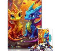 Puzzle bébé Dragon Arc-en-Ciel 1000 pièces pour Adultes, Jeu Familial Anti-Stress, défi Difficile, Superbes Cadeaux et Jouets (75x50cm)
