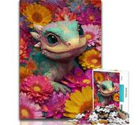 Puzzle bébé Dragon Fleur 1000 pièces pour Adolescents, Jeu de réflexion, décoration Murale, Cadeaux d'anniversaire et de Noël Uniques (38x26cm)
