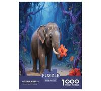 Puzzle Bébé Éléphant d'Asie 1000 Pièces pour Adultes Et Enfants, Jeu ÉduChatif, Puzzle Forêt, Décoration Intérieure, Cadeau Anniversaire 70x50cm/1000pcs