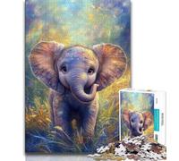 Puzzle bébé éléphant pour Adultes 1000 pièces, pour Un Moment de détente à la Maison avec des pièces de Formes aléatoires entièrement emboîtables (38x26cm)