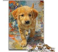 Puzzle bébé Golden Retriever pour Adultes 1000 pièces, Anti-Stress, Difficile à réaliser, pour la décoration de la Maison (14 Ans et Plus) (Taille 50x75cm)