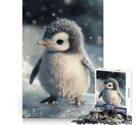 Puzzle Bébé Pingouin dans la Neige pour Adultes 1000 Pièces Détente Mentale Facile à Relativiser Solide Cadeau d'anniversaire (38x26cm)
