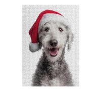 Puzzle Bedlington Terrier Dog with Santa Hat pour Adultes, Format 300 PCS
