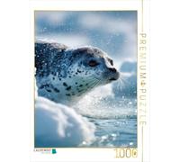 Puzzle · Begegnung mit Einer Robbe im Polarmeer | Neugierige Kegelrobbe · 1000 pièces · Format assemblé 64 × 48 cm · CALVENDO Puzzle