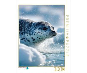 Puzzle · Begegnung mit Einer Robbe im Polarmeer | Neugierige Kegelrobbe · 1000 pièces · Format assemblé 64 × 48 cm · CALVENDO Puzzle
