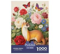Puzzle Belette 1000 Pièces en Carton pour Adultes Enfants Jeu D'Intelligence Puzzle Belette Fleurs Idée Cadeau Décoration Intérieure 38x26cm/1000pcs