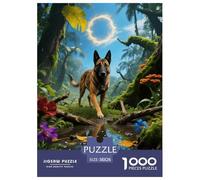 Puzzle Belge Malinois 1000 Pièces en Carton pour Adultes Jeu ÉduChatif Jeu De Défi Casse-tête Chien Jungle Fantasie Cadeau Original Décoration Intérieure 38x26cm/1000pcs