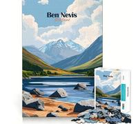 Puzzle Ben Nevis Paysage de montagne, 1000 pièces, jouet d'art de coupe précise, jouet pour favoriser les capacités cognitives, jeu calme, cadeau d'anniversaire, 38 x 52 cm