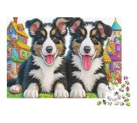 Puzzle Berger 1000 Pièces Papier Recyclé Deux Chiens Arrière - Plan Confortable Ludique Défi Difficile Jeu Familial Décoration Murale Cadeau 70x50cm