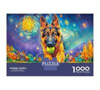 Puzzle Berger Allemand 1000 Pièces en Papier Recyclé, Berger Allemand Vivant Nuit Étoilée, Adulte & Enfant, Défi en Famille & Anti-Stress, Cadeau Exceptionnel, 52x38cm