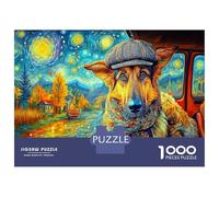 Puzzle Berger Allemand 1000 Pièces en Papier Recyclé, Portrait Berger Allemand Artiste avec Chapeau, Adulte & Enfant, Défi Éducatif & Anti-Stress, Activité Maison, 52x38cm