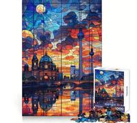 Puzzle Berlin Twilight pour Adolescents 1000 pièces Exercice cognitif Loisirs Plaisir Pas de Bords Rugueux Art Cadeau de Noël (38x52cm)