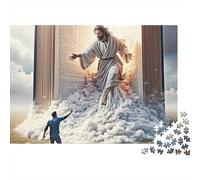 Puzzle biblique de 1000 pièces « Rencontre Divine » : Figure tendant la Main Depuis Les Nuages. Jeu éducatif pour Adultes (à partir de 12 Ans). Belle décoration.. Dimensions : 70 x 50 cm.