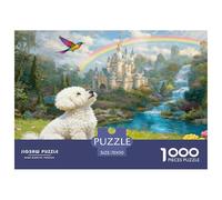 Puzzle Bichon Frisé 1000 Pièces pour Adultes Et Enfants, Défiant Et Stimulant, Puzzle Château Cascade, Décoration Intérieure, Idée Cadeau 70x50cm/1000pcs